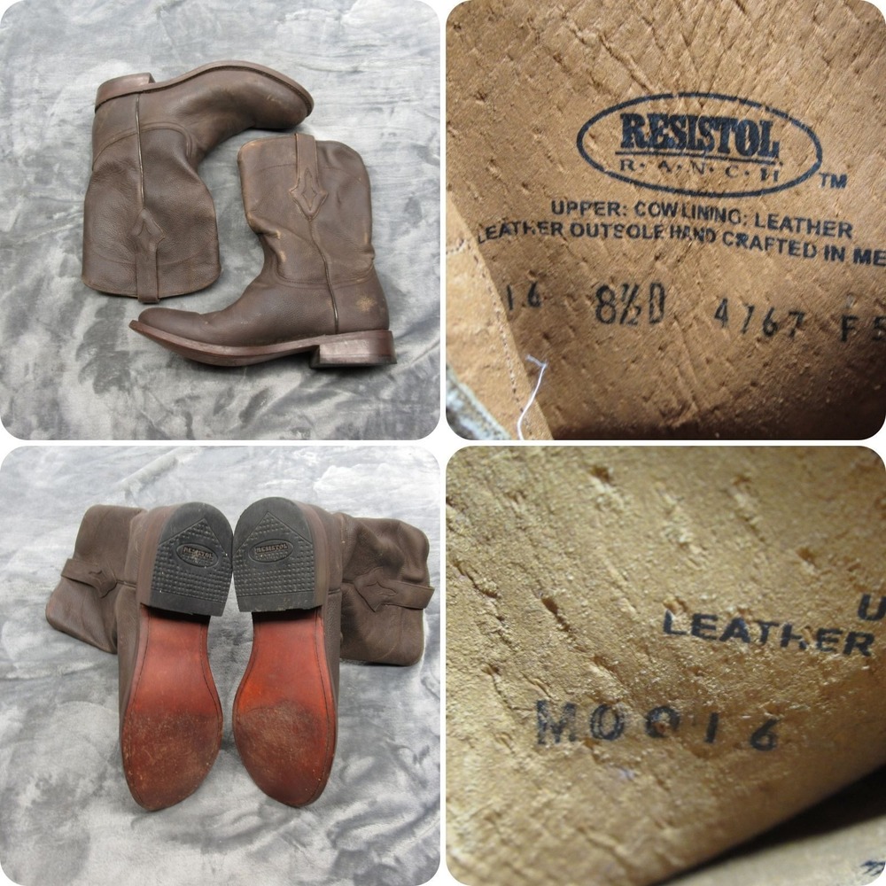 Resistol Ranch Western Boots Mens 8.5D Brown Leather Cowboy‎ Pull On Round Toe